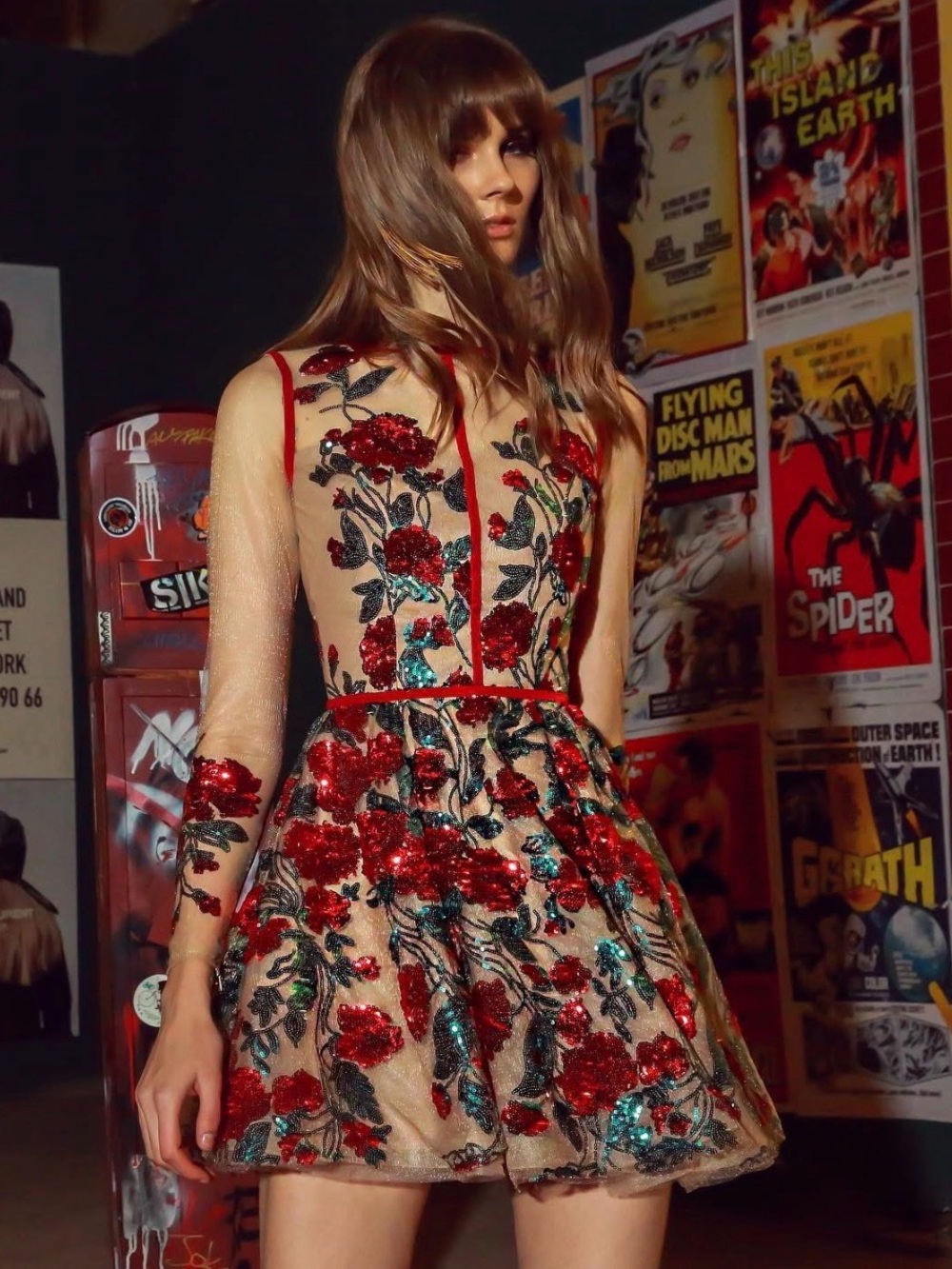 NWOT Bronx and Banco Rafaella Floral Sequin Long Sleeve Minidress. Size S - Picture 3 of 15